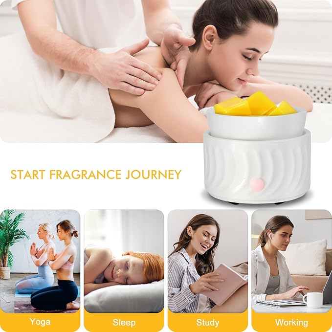 Bobolyn Wax Melt Warmer 4-in-1 Electric Ceramic Essential Oil Burner Warmer for Scented Wax Fragrance Melter for Home Office Bedroom Gifts for Her & Home Decor