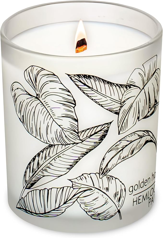 Hemlock Park Frosted Jar Wood Wick Candle Handcrafted with Natural Coconut Wax (Standard 7.2 oz, Golden Hour)