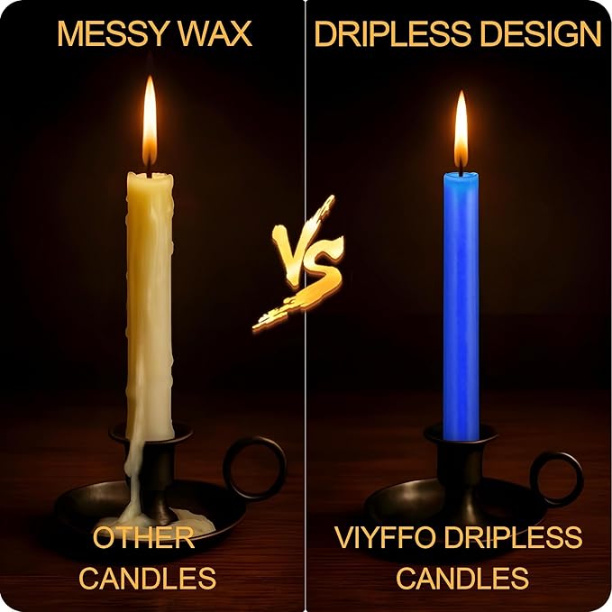 Viyffo 40 Pack Taper Chime Candles, 4 Inch Mini Unscented Dripless Candles, 1.5 Hour Burn Time, 10 Colors for Rituals, Meditation, Prayer, Wicca & Pagan Spells, Home Décor