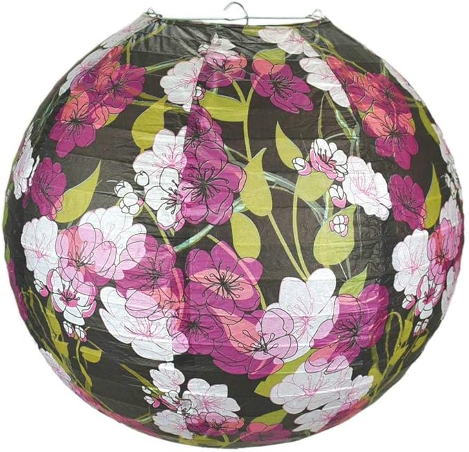 PaperLanternStore.com 14 Inch Midnight Summer Cherry Blossom Premium Paper Lantern
