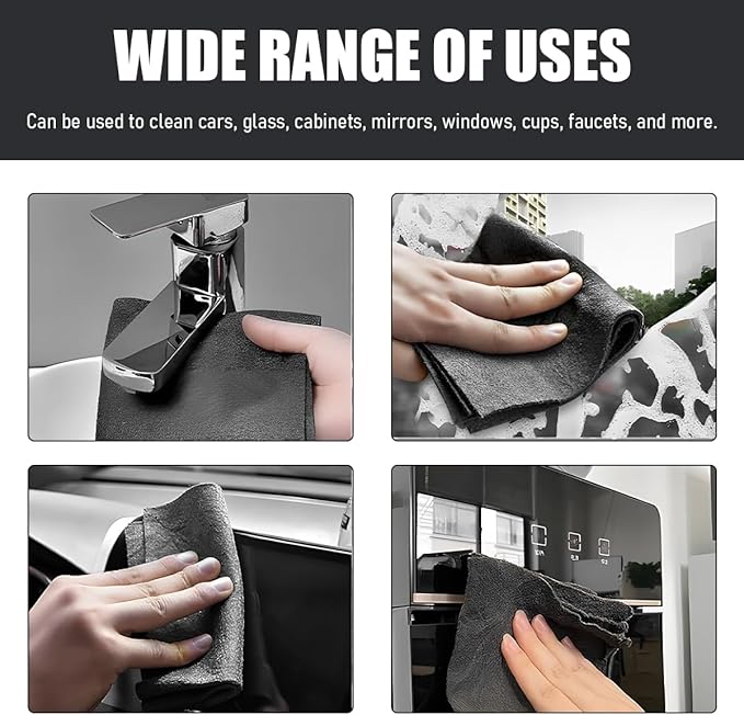 5PCS Thickened Magic Cleaning Cloth, 12"×12" Microfiber Cleaning Cloth Streak Free Polishing Towel, Reusable Lint Free Cleaning Rags for Car Mirror Glass Window TV Screen