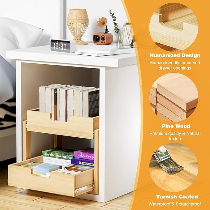 Pull Out Cabinet Organizer, 20''W×21''D Sliding Drawers for Cabinets, 2 Tier Soft Close Slide Out Wooden Pull out Drawers, Base Cabinet Organization for Kitchen, Pantry