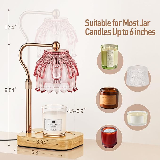 Candle Warmer Lamp with Timer - Flower Design Electric Wax Melting Wax Lamp for Jar Candles, Gift for Women, Mom, Christmas, Birthday,Home Decor