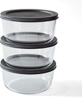 DURA LIVING 6-Piece Glass Food Storage Containers Set (3 Containers + 3 BPA-Free Lids) | 4-Cup, Leakproof | Microwave, Freezer, Oven & Dishwasher Safe | Ideal for Meal Prep & Pantry Organization