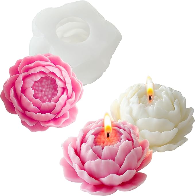 Petal Flower Rose Peony Tulip Cylinder Candle & Resin Mold - Resin Casting Silicone Molds for Home Decor & Candle Making Wave Spiral Mold