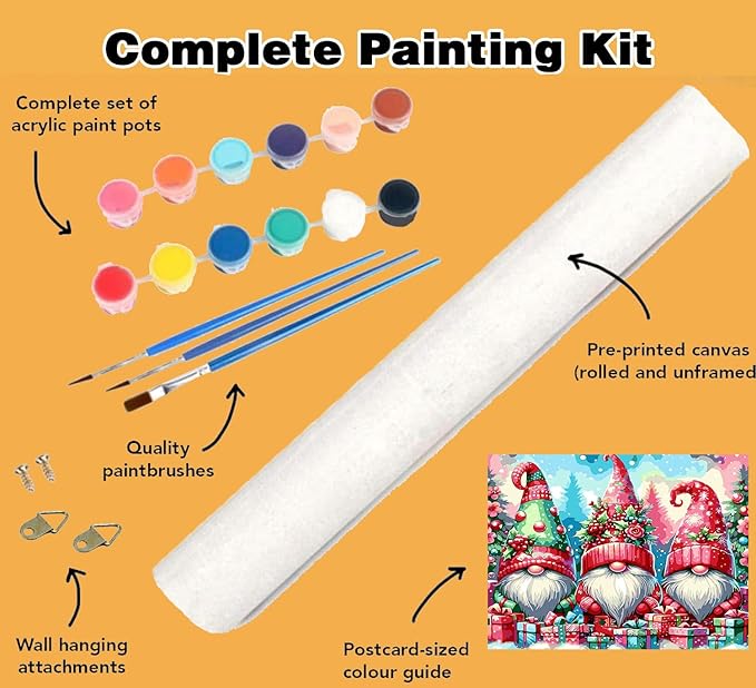 Meothan Paint by Numbers Kits for Adults Beginners- Easy Canvas Christmas Gnomes Paint by Number for Home Decor and Gifts 16X20 inch