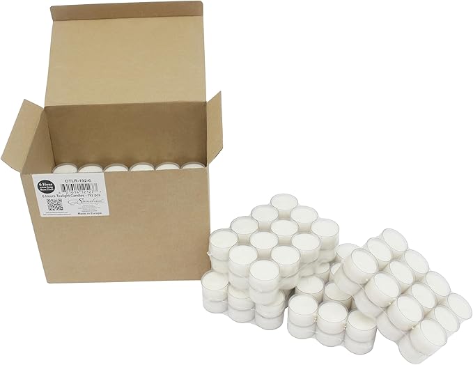 Stonebriar 192 Count White Unscented 6 to 7 Hour Extended Burn Time Clear Cup Tea Light Candles