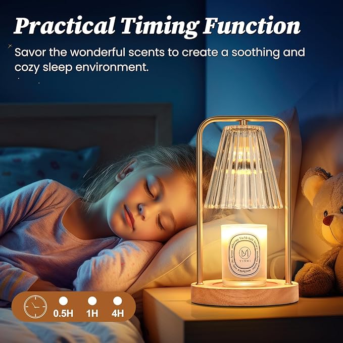 2-Pack Candle Warmer Lamps with Timer, Electric Candle Lamp Warmer for Jar Candles, Dimmable Wax Melt Warmer with 4 Bulbs, Mom Birthday House Warming Gift New Home, Vintage Home Decor