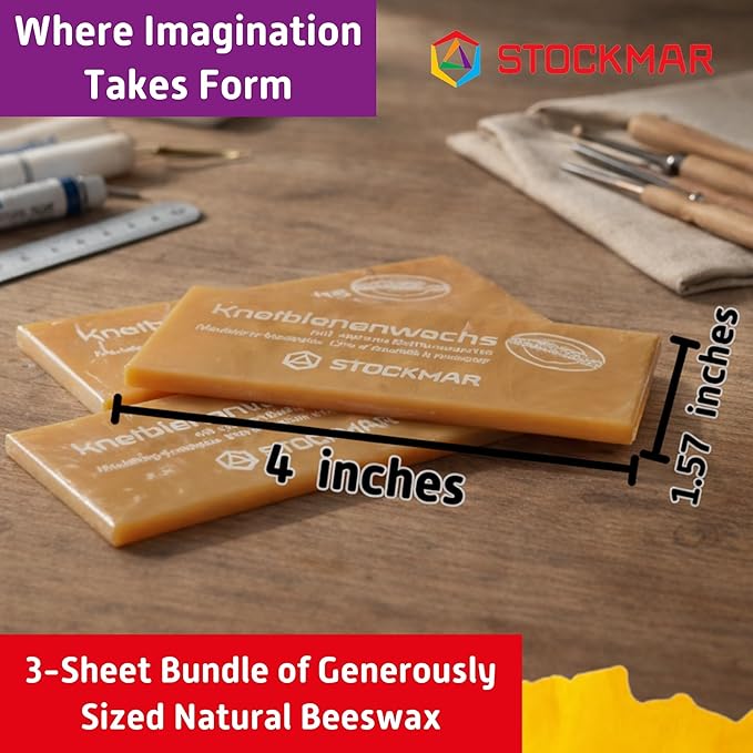 STOCKMAR Bundle Modeling Beeswax - 3 Pieces Natural Color - Waldorf Wax