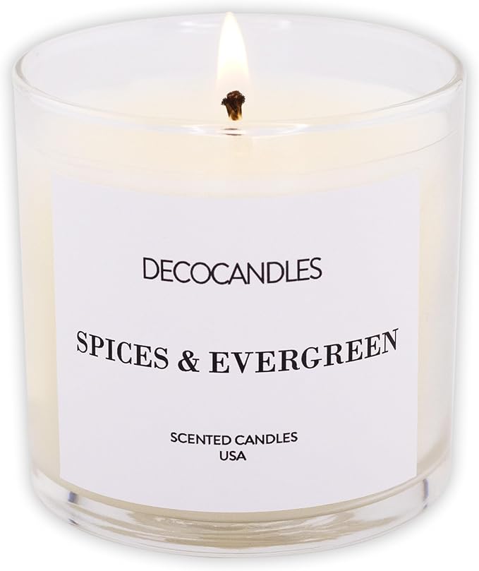 Urban Concepts by DECOCANDLES - Spices & Evergreen - Highly Scented Soy Candle - Long Lasting - Hand Poured in USA (6 Oz.)