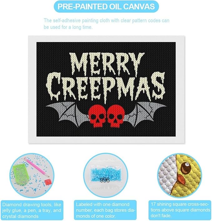 AIVKIEJK Diamond Painting Kits for Adults - Halloween & Christmas Gothic Ghost Christmas Painting DIY 5D Full Drill Diamond Dots Paintings with Diamonds Gem Art and Crafts Home Decor 8"x12"