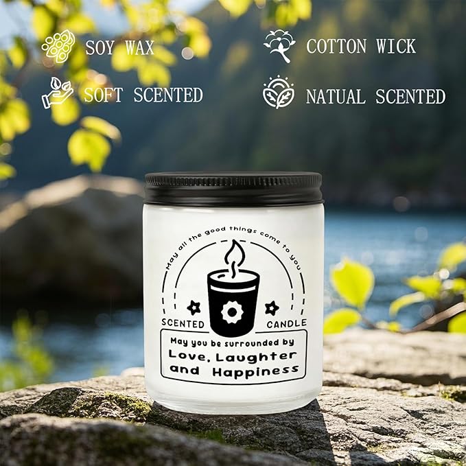Scented Candles, Lavender Eucalyptus Candles for Home Scented, 7oz Soy Wax Aromatherapy Candle, Calming Candle, Birthday Gifts for Women & Men (May All the Good Things Come to You, Black)