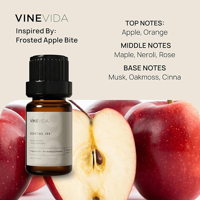 VINEVIDA [0.33 oz] Scent Frosted Apple Bite; Fragrance Oil for Candle Making and Soap Making - Winter & Holiday Oils