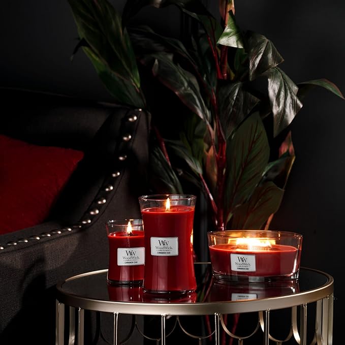 WoodWick Cinnamon Chai Holiday Candle Gifts for Women and Men, 21.5 oz Large Hourglass Candle with Crackling Wick