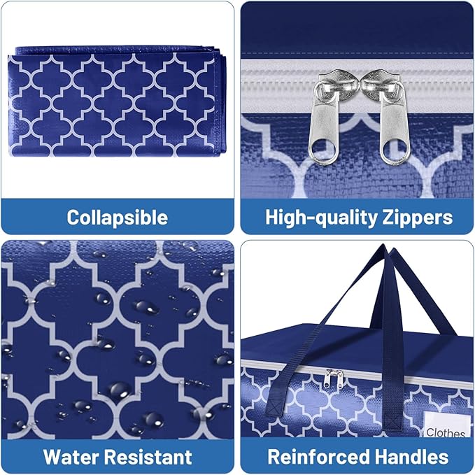 Fabspace Moving Bags, Extra Large Moving Supplies, Heavy Duty Storage Bags, Packing Bags with Reinforced Zippers & Handles, Collapsible Packing Boxes, Storage Totes for Moving, Packing, 125L, 4 Packs