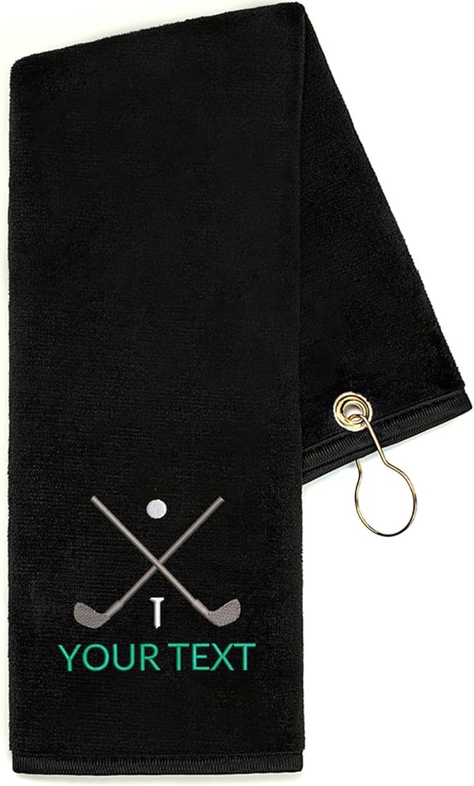 Lifetime Creations Personalized Golf Towel for Golf Bags - Custom Embroidered in USA with Text, Dual-Sided for Scrubbing, Gifts for Golfers, Golf Accessories for Men or Women, Groomsmen, Dad