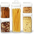 Felli Flip Tite Storage Container with Lid 4" Airtight Ring Seal Top, Stackable Acrylic Canister Jar Set for Kitchen Pantry Organizer, Food Spice Pasta Snack (5pk, Variety)