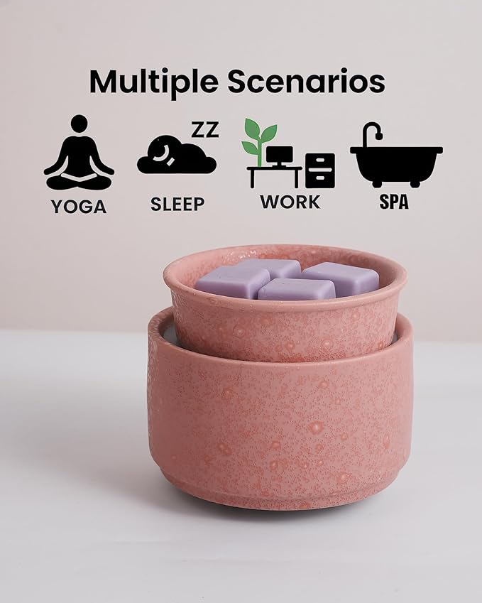Ceramic Electric Wax Melt Warmer & Cube Oil Melter Cute Small Warmers Aromatherapy for Home Decorative Burner Melts Scented Candle Tart Scent Warm Fragrance (Pink Style)