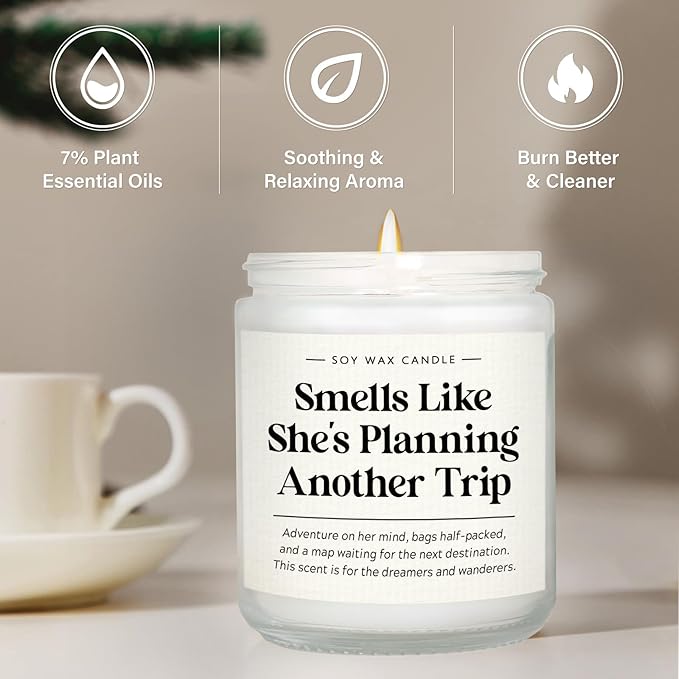 Travel Gifts for Women, Funny Travel Planner Candle, Birthday/Vacation/Christmas Gift for Trip Planner, Frequent Travelers, Sisters, Coworkers, Friends, Handmade, 7oz