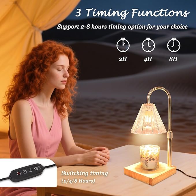 Candle Warmer Lamp with Electric Timer Dimmer Adjustable Height, Room Decor Scented Wax Melt House Warming Idea Useful, Gifts for Women Who Have Everything Mom Men