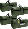Windyun 4 Pack 177 Gallon Extra Large Moving Bags XXL Heavy Duty Storage Bag with Strong Zipper Handle Jumbo Big Tote Box Foldable for College Dorm Travel Clothes Duffle Blanket Pillow(Army Green)
