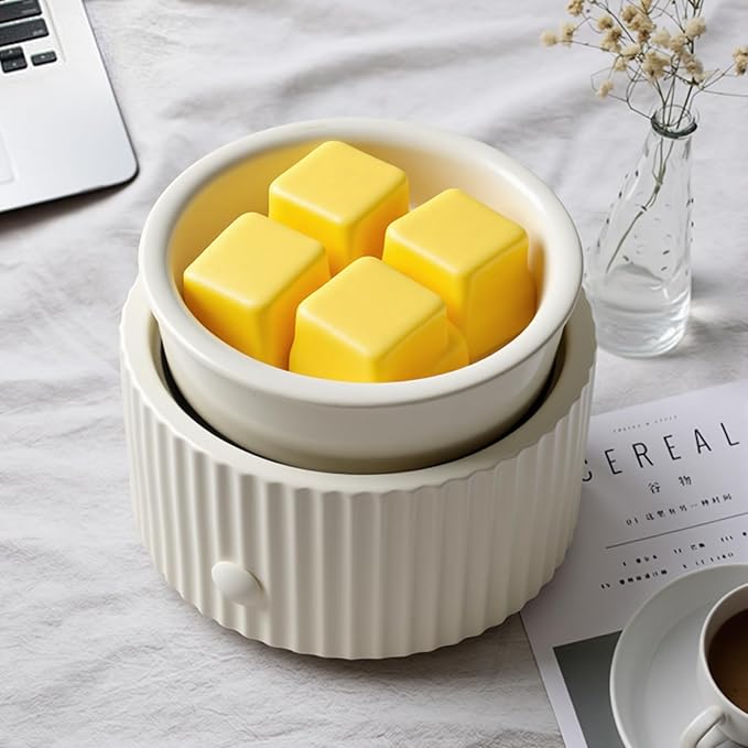 EQUSUPRO Wax Melt Warmer for Scented Wax -4-in-1 Electric Ceramic Candle Wax Warmer Fragrance Wax Burner Melter for Home Office Bedroom Gift & Decor (Elegant Vertical Stripes)