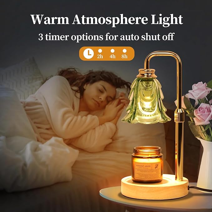 Candle Warmer Lamp with Timer Electric Candle Warmer Lamp Adjustable Height Dimmable Wax Warmer Lamp Jar Candles with 2 Bulbs for Home Decor & Office