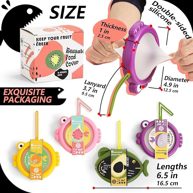 4-Piece Airtight Food Storage Containers Set – Avocado Saver, Onion Keeper, Silicone Kitchen Organizers for Fridge, Reusable & Leak-Proof to Lock in Freshness