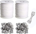 400 ft Cotton Candle Wick,24 PLY Braided Cotton Candle Making Wicks Spool + 200 Pieces Metal Sustainer Tabs + 1 Piece Centering Device Holder Set for DIY Crafts