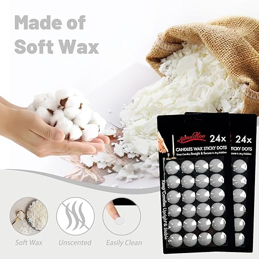 NJAO HOO Candle Sticky Dots Candle Adhesive Taper Candle Accessories Candle Wax Dots Round Double Sided Adhesive Small Candle Accessories(48 Dots)