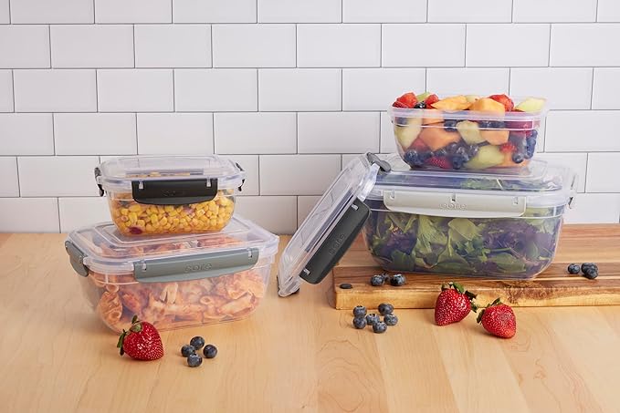 Core Kitchen Nested Food Storage Containers – 8-Piece Set with 4 Airtight Locking Lids – BPA-Free, Stackable, Microwave, Freezer & Dishwasher Safe - Clear
