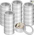 20 Pcs Metal Tin Cans 4 OZ Round Containers with Clear Tops, Empty Food Storage Containers for Storing Candles, Candies, Tea, Silver Tin Cans for Kitchen, Office, Travel