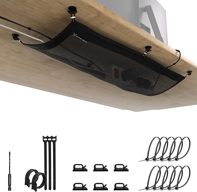 Cable Management net - Under Desk Cable Management Tray - Cable net - Wire Management Under Desk - Cord Organizer