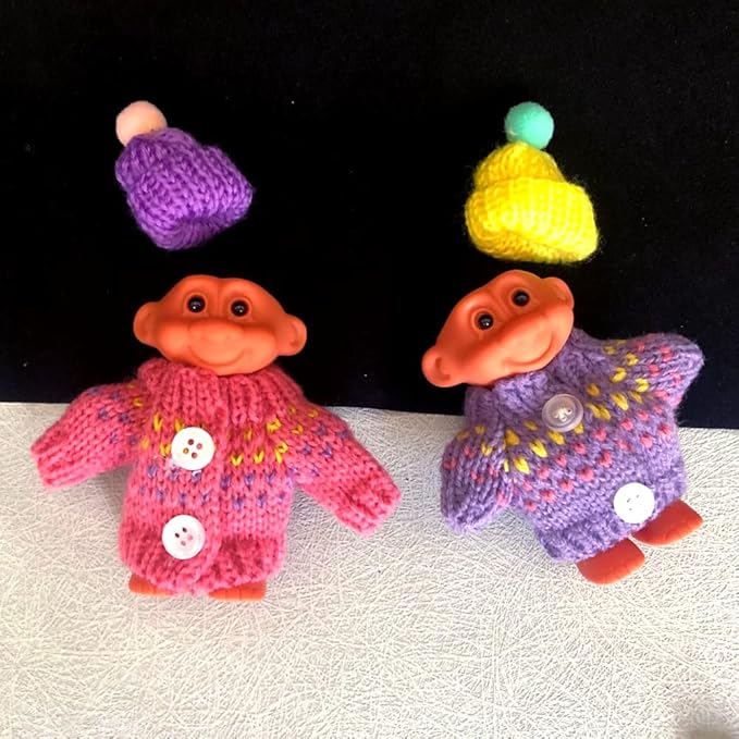 2 Pack Cute Troll Dolls Lighter Case Silicone Funny Mini Dolls Lighter Sleeve with Sweater &Hat for 3.2in Regular Lighter (Lighter not Included) (Purple & Pink)