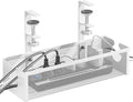 DELAMU Under Desk Cable Management Tray, No Drill Metal Mesh Cable Management Under Desk with F-Clamp Mount & 2 Open Holes, Cord Organizer for Home Office, 1 Pack, White
