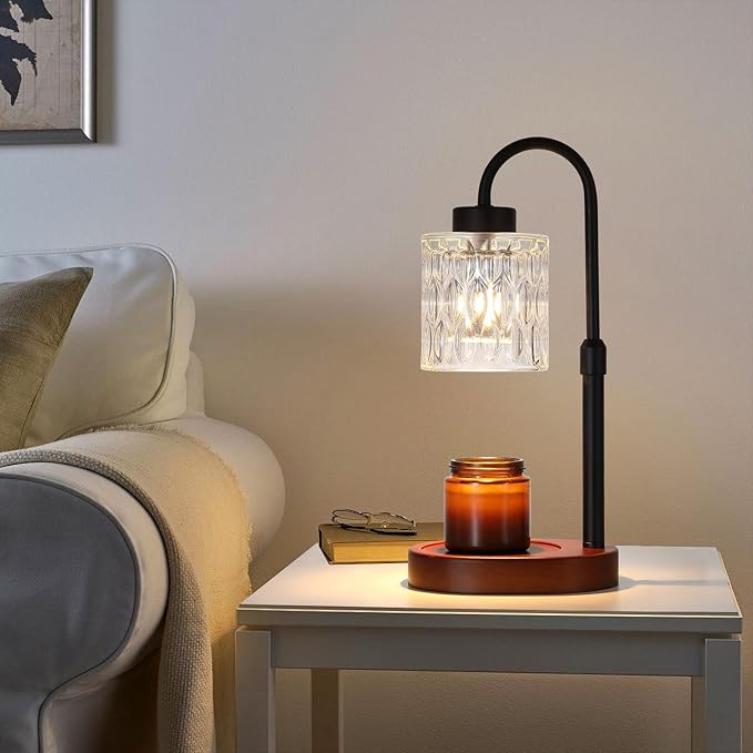 MEIXISUE Black Candle Warmer Lamp with Dimmer and Timer,Home Decor Lamp for Scented Jar,Electric Wax Melt Warmer,Mother's Day/Birthday/Christmas Gifts for Mom/Wife,Adjustable Height,with 2 Bulbs