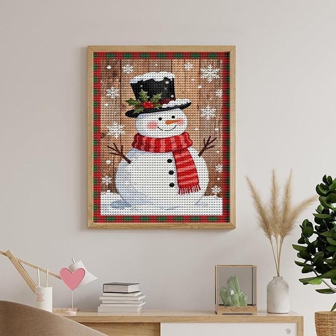 AIVKIEJK Diamond Painting Kits for Adults - Festive Snowman Red Scarf Painting DIY 5D Full Drill Diamond Dots Paintings with Diamonds Gem Art and Crafts Home Decor 16"x20"