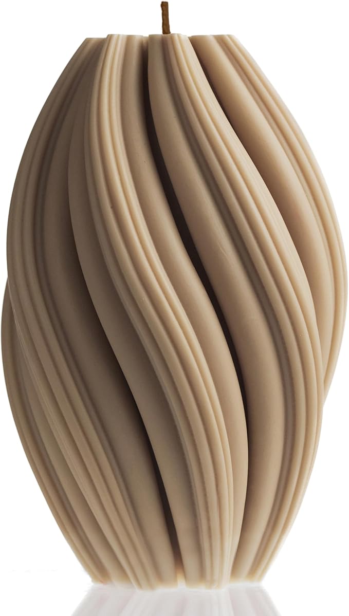 LAWA Swirl Candle - Large Beautiful Handmade Pillar Scented Soy Wax Twirl Elegant Bubble Aesthetic Candle Housewarming Gift Home Room Shelf Decor Idea Spiral Sandstone (Large)