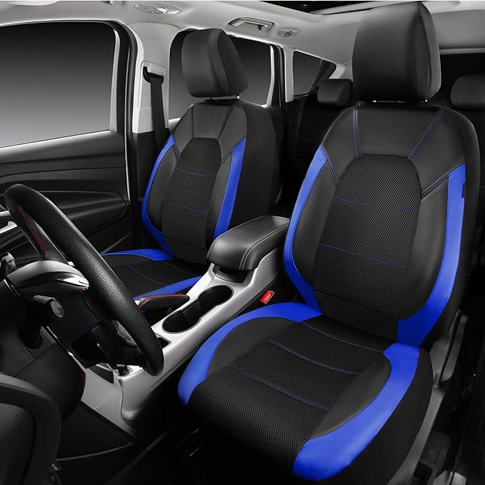 5 Seats Car Seat Covers Full Set for Volkswagen Taos S/SE/SEL/R-Line, Water & Wear Resistant Leather Automotive Seat Cover, Breathable Car Interior Protectors Cushion,C Blue