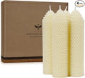 White Beeswax Pillar Candles Set of 4 - Handmade Pure Beeswax Rolled Candles for Gift & Home Decor (1.5×6 in)