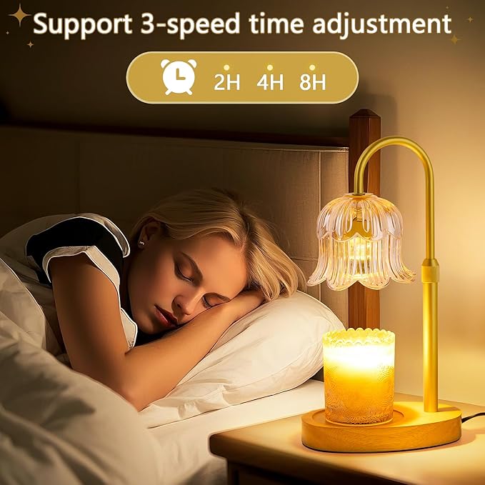 CRMILL Candle Warmer Lamp Electric Timer - Candles Warming Light Height Adjustable Dimmable Warmers Flower Lamps No Flame Heat Warm Melt Wax Jar Modern Home Decor Table Lights for Home Living Bedroom