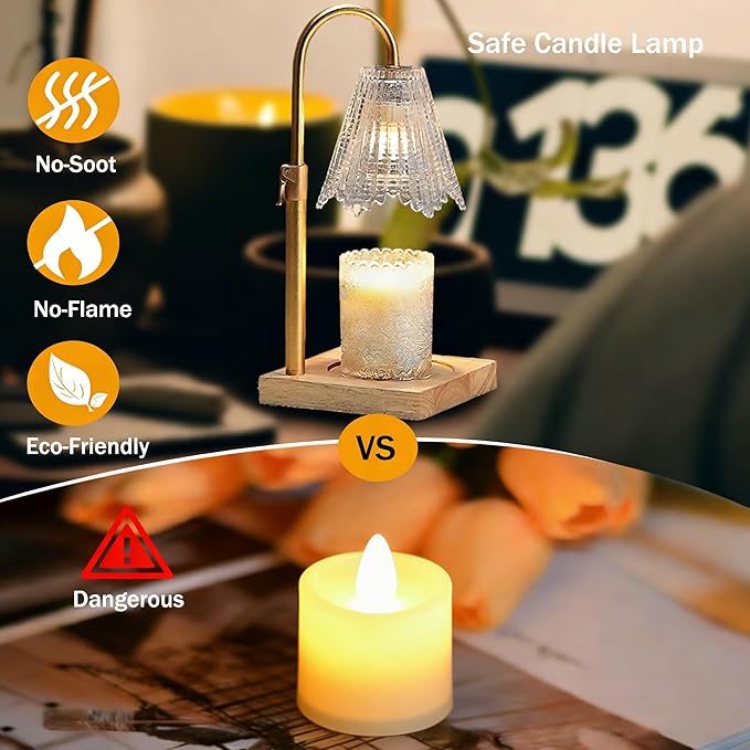 Elecstars Candle Warmer Lamp with Timer, 4 Brightness Levels and Height Adjustable,Gifts for Women,House Warming Gifts,Home Decor,Wax Melts Warmer.