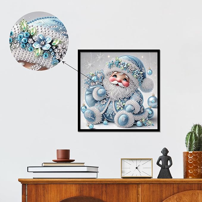 antor Christmas Diamond Painting Kit, 5D Special Shape Diamond Art for Adults, Cute Santa Claus Holiday Scene Crystal Rhinestones Diamond Painting Canvas, Christmas Home Wall Decor Crafts Gift