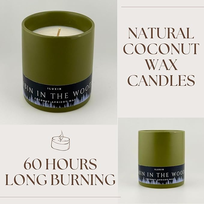 Cabin in The Woods Fall Scented Candles – Handcrafted Fraser Fir Candle with Coconut Wax, Amber and Cedar Scented, Woodsy, Phthalate-Free Autumn Candle for Home Decor (13 oz.)