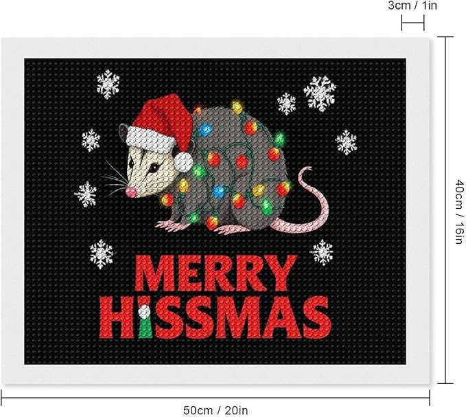 AIVKIEJK Diamond Painting Kits for Adults - Christmas Possum Merry Hissmas Painting DIY 5D Full Drill Diamond Dots Paintings with Diamonds Gem Art and Crafts Home Decor 16"x20"