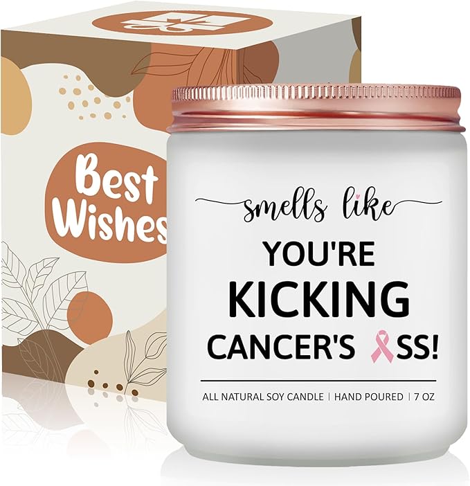 Breast Cancer Gifts for Woman - Breast Cancer Survivor Gifts, Surgery Recovery Care Presents for Women Men, Chemotherapy Must Have, Awareness Accessories - Get Well Soon Scented Candle