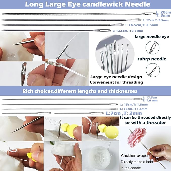 Nimozekd Candle Making Kit, 32 Pieces, Professional Supplies for Adults with Storage Bag, Hook Eye Punch Awl, Long Wicking Needle, Round Nose Pliers