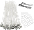 100 Pcs Cotton Candle Wick 8'',Wicks Coated with Paraffin Wax, 100PCS Candle Wick Stickers and 2PCS Metal Candle Wick Holders for Candle Making, Suit for Soy Beeswax Candle Making DIY