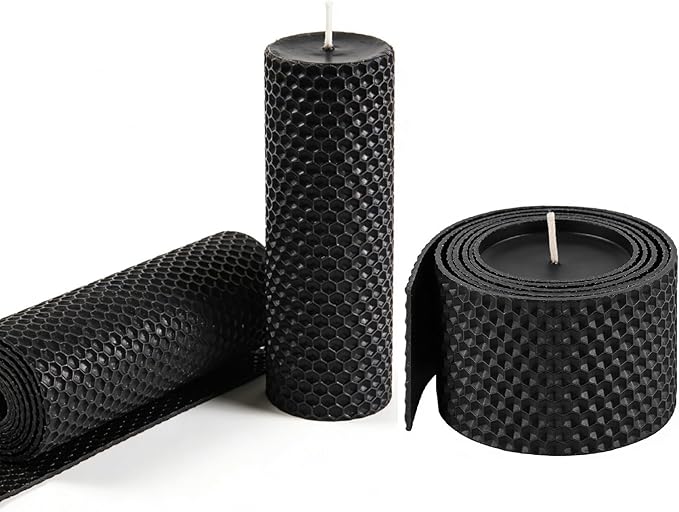 DIY Candles Sheet, Make Your Own Beeswax Candle Kit - 20 pcs in Black Colors 8 * 8inch with Cotton Wicks, Make Ideal Candles for Adults