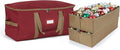 Covermates Keepsakes Adjustable Ornament Storage Bag – Heavy-Duty Polyester, Padded Dividers & FlexGrid Trays – Protective Holiday Ornament Organizer with Handles & Label Window, Red